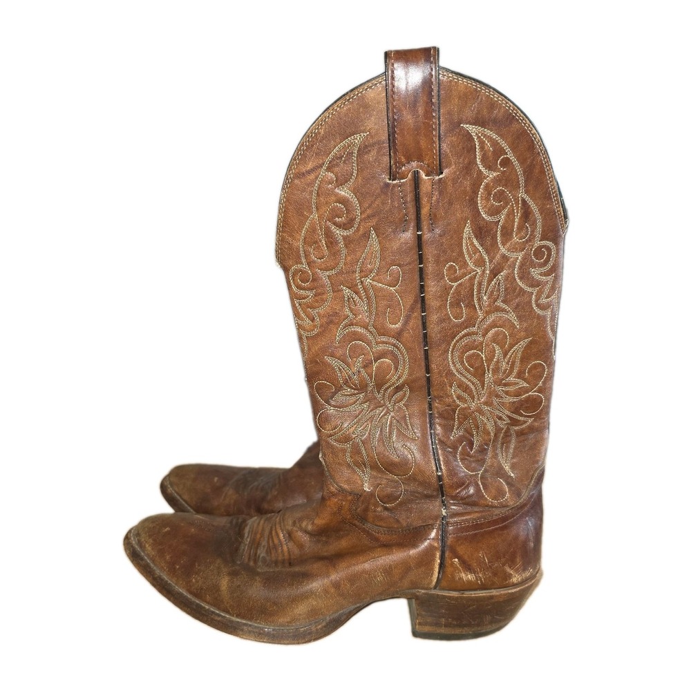 Justin Leather Western Boot Mens 7.5D Style 1651 Made In USA Vintage Cowboy